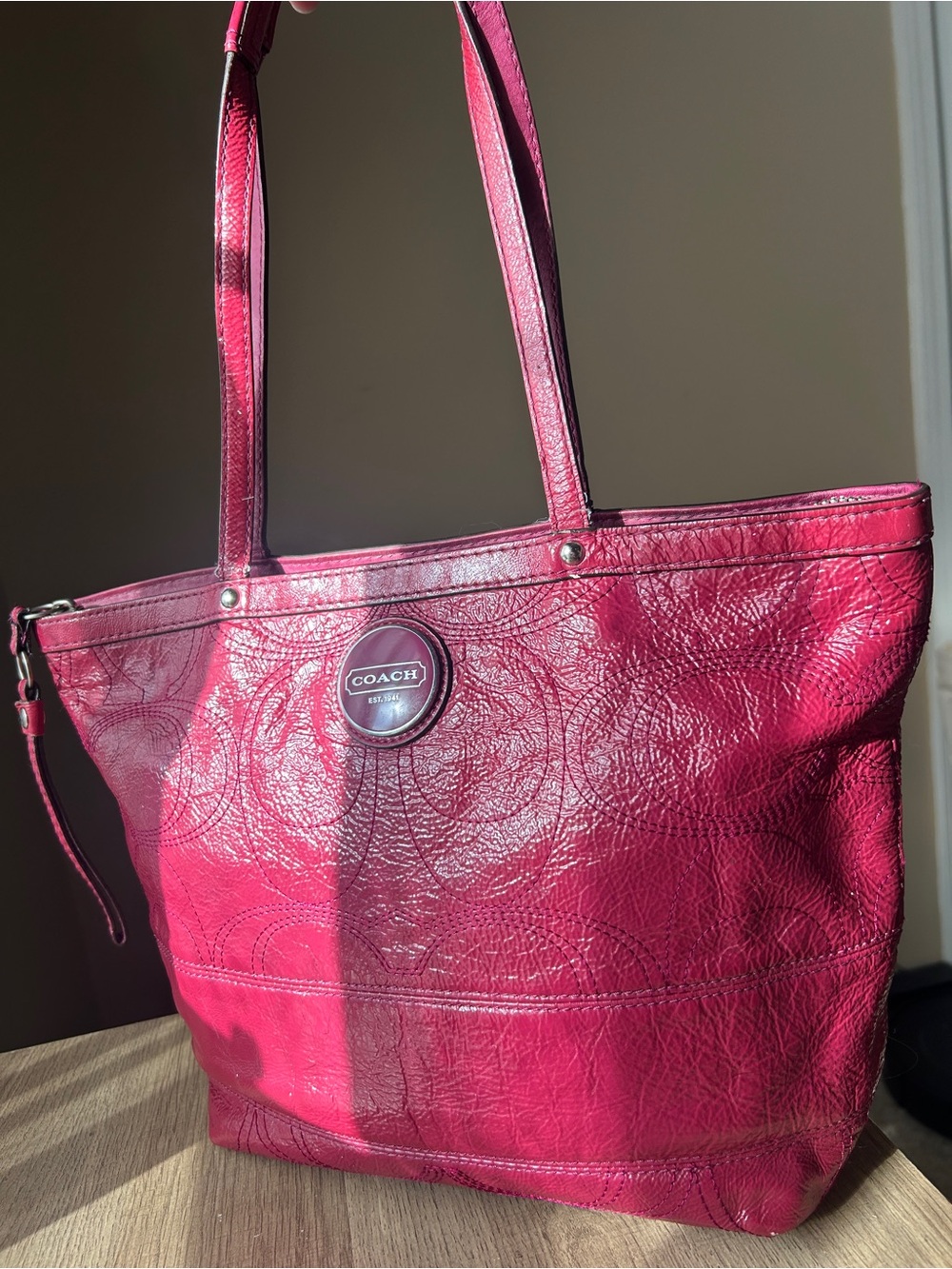 Coach Magenta Pink Leather Tote